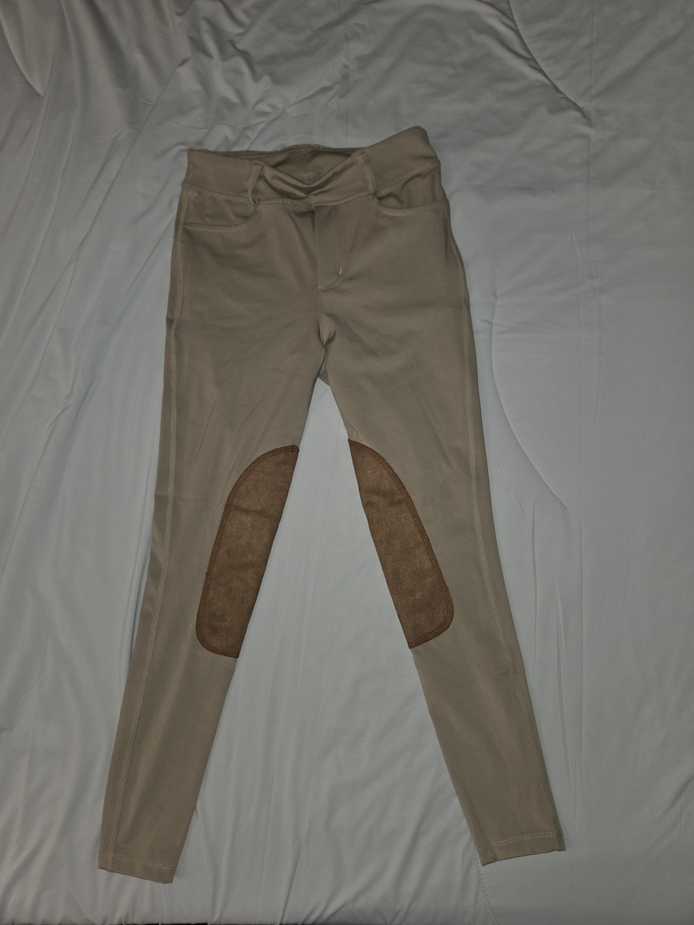 Kids Tan Riding Breeches with Brown Knee Patches